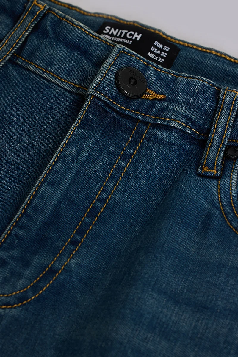 SNITCH Dark Blue Straight Fit Jeans